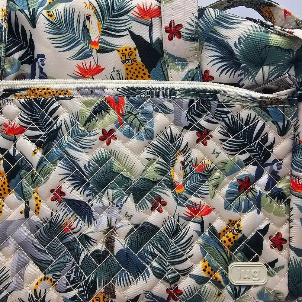 Lug Caboose Insulated Lunch Cooler Bag Crossbody Strap Tropical Jungle Quilted